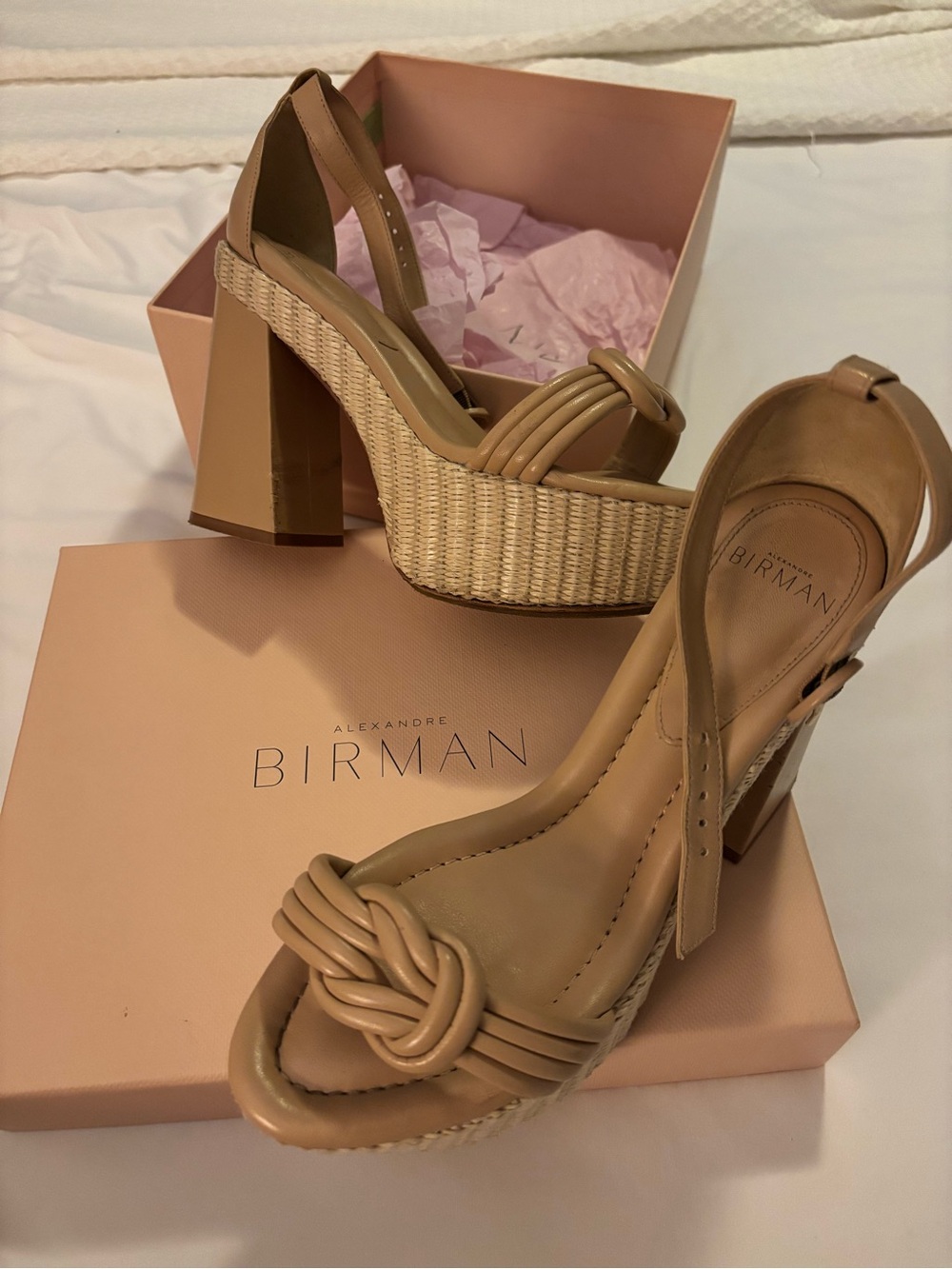 Alexandre Birman Beige Braided Platform Sandal